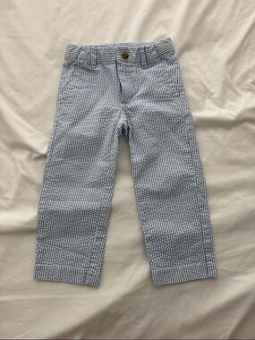 Janie and Jack Boys Light Blue Seersucker Pants